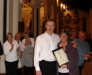 Roger Bleach presents Janet Clements with Life Membership of the Band