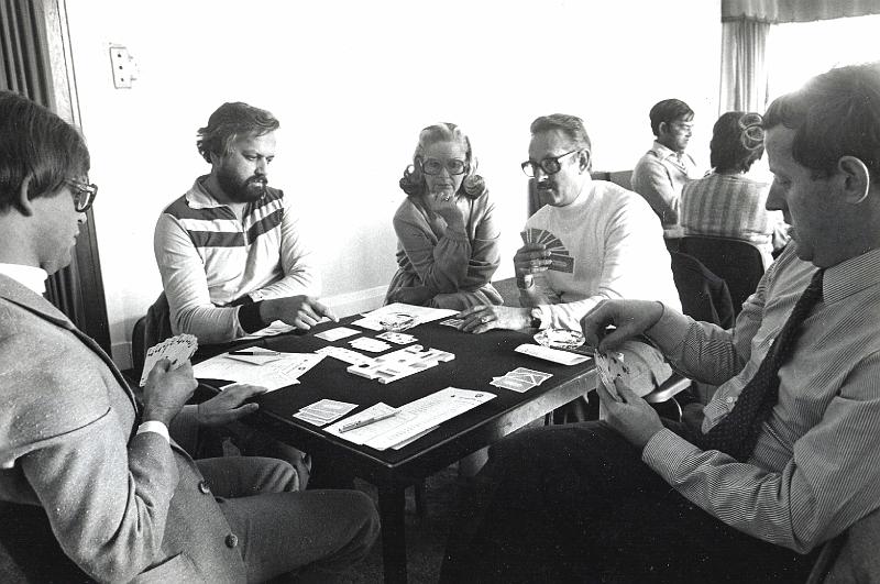 Roger033.jpg - Bridge Match against BP France in the early 1980's. Roger is playing with friend and Scicon colleague Winston Muktarsingh